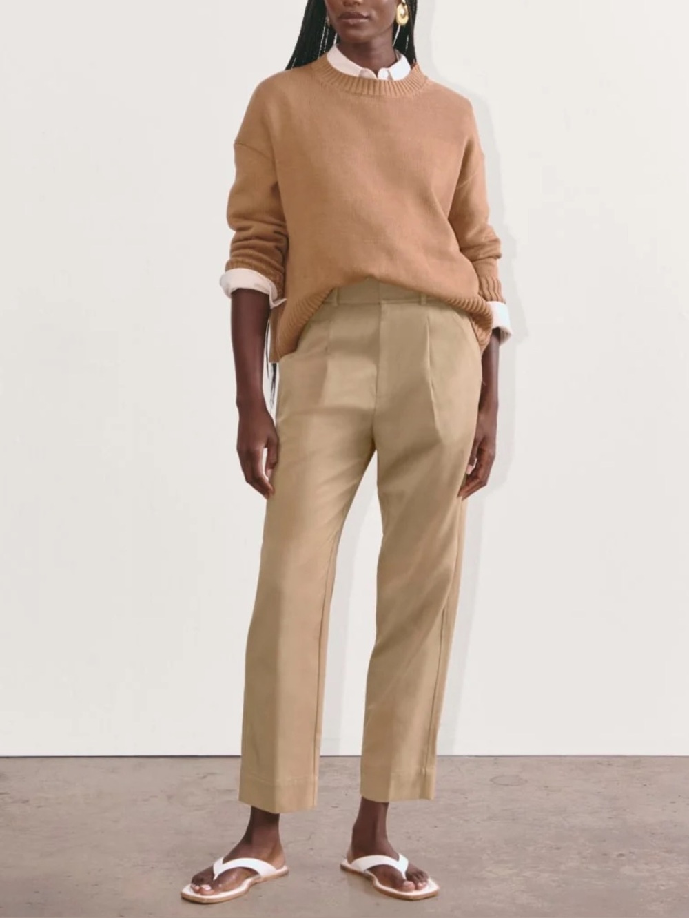 Everlane Way High Tapered Pant Size 4 Khaki Brown Tan Pleated Minimalist Preppy